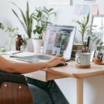 a woman working from home with high speed internet and coffee
