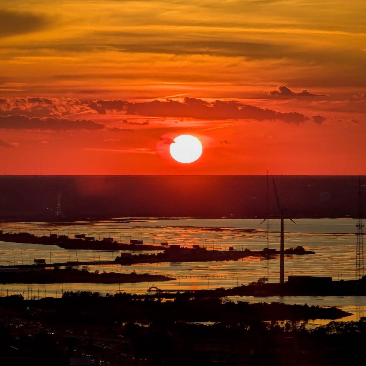 Sunset over Atlantic City New Jersey from Ocean