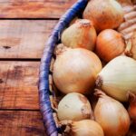 a basket of white onions