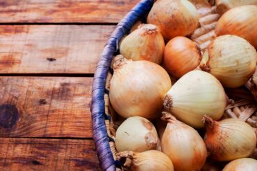 a basket of white onions