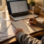Student planning next steps for college applications at a desk