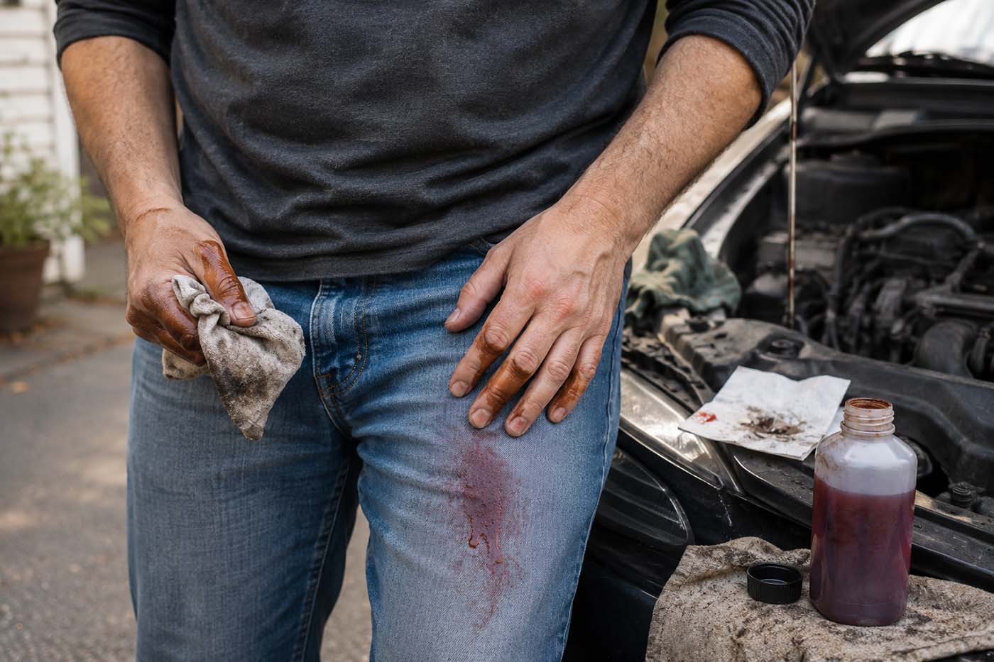 How to Get Transmission Fluid Out of Clothes (And Why the Red Dye Is a Separate Problem)